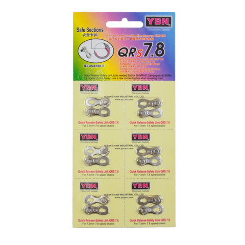 YBN 7/ 8sp Silver Master Link QRS-7.8
